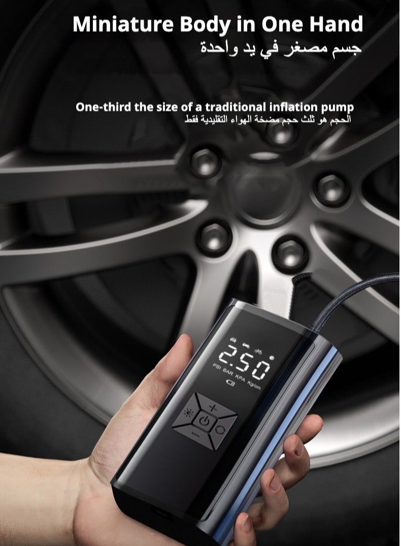 Huake Portable Inflatable Air Pump,Tire Inflator Electric Air Pump, 150 PSI Tyre Pressure Detection with LED Light,Fast Power Bank , Auto Stop Electric Pump for Car, Bike, Ball - Image 5