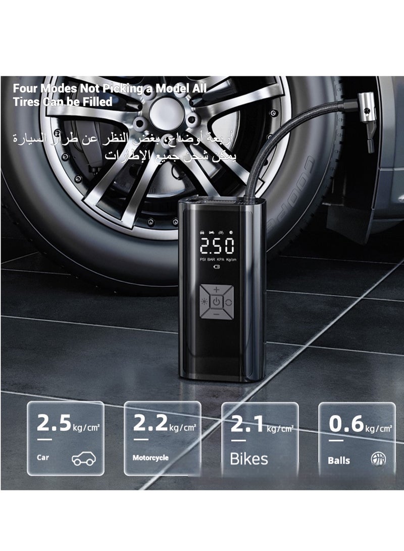 Huake Portable Inflatable Air Pump,Tire Inflator Electric Air Pump, 150 PSI Tyre Pressure Detection with LED Light,Fast Power Bank , Auto Stop Electric Pump for Car, Bike, Ball - Image 2