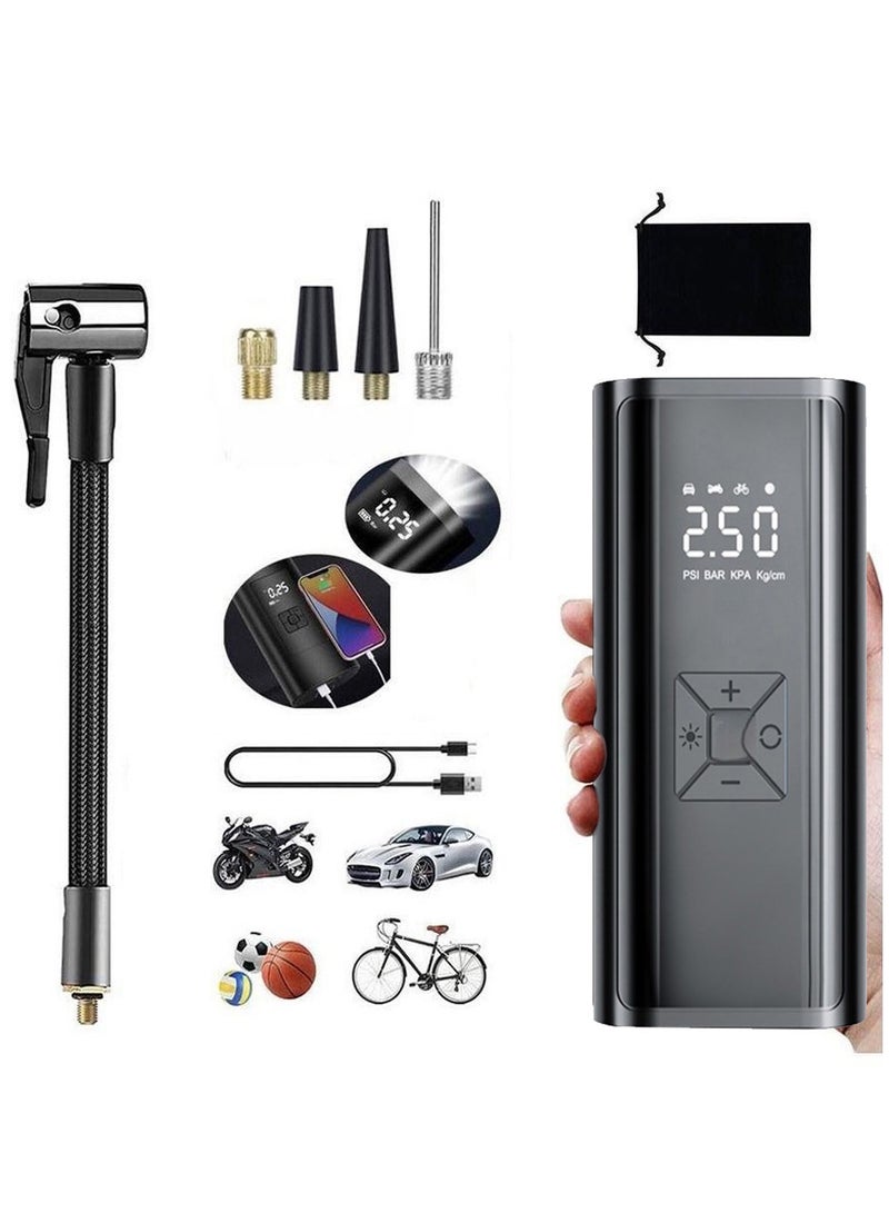 Huake Portable Inflatable Air Pump,Tire Inflator Electric Air Pump, 150 PSI Tyre Pressure Detection with LED Light,Fast Power Bank , Auto Stop Electric Pump for Car, Bike, Ball - Image 1