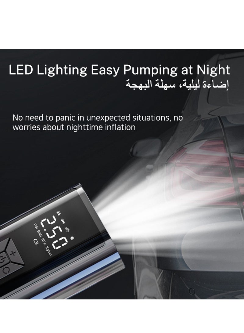 Huake Portable Inflatable Air Pump,Tire Inflator Electric Air Pump, 150 PSI Tyre Pressure Detection with LED Light,Fast Power Bank , Auto Stop Electric Pump for Car, Bike, Ball - Image 4