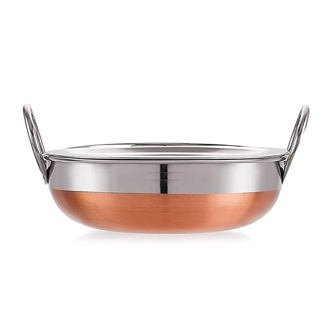 VOMI Copper Bottom kadhai Stainless Steel Copper Bottom Kadhai with Copper Bottom kadhai Bottom Pot Pans for Frying - Image 1