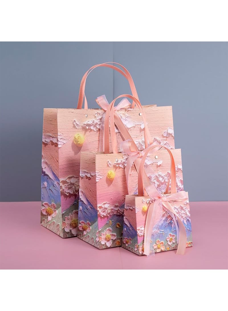 MONOGUE Gift Bag 5pcs with Handle for Presents Oil Painting A Bag Full of Smiles Wrapped with Love and Happiness - Image 3