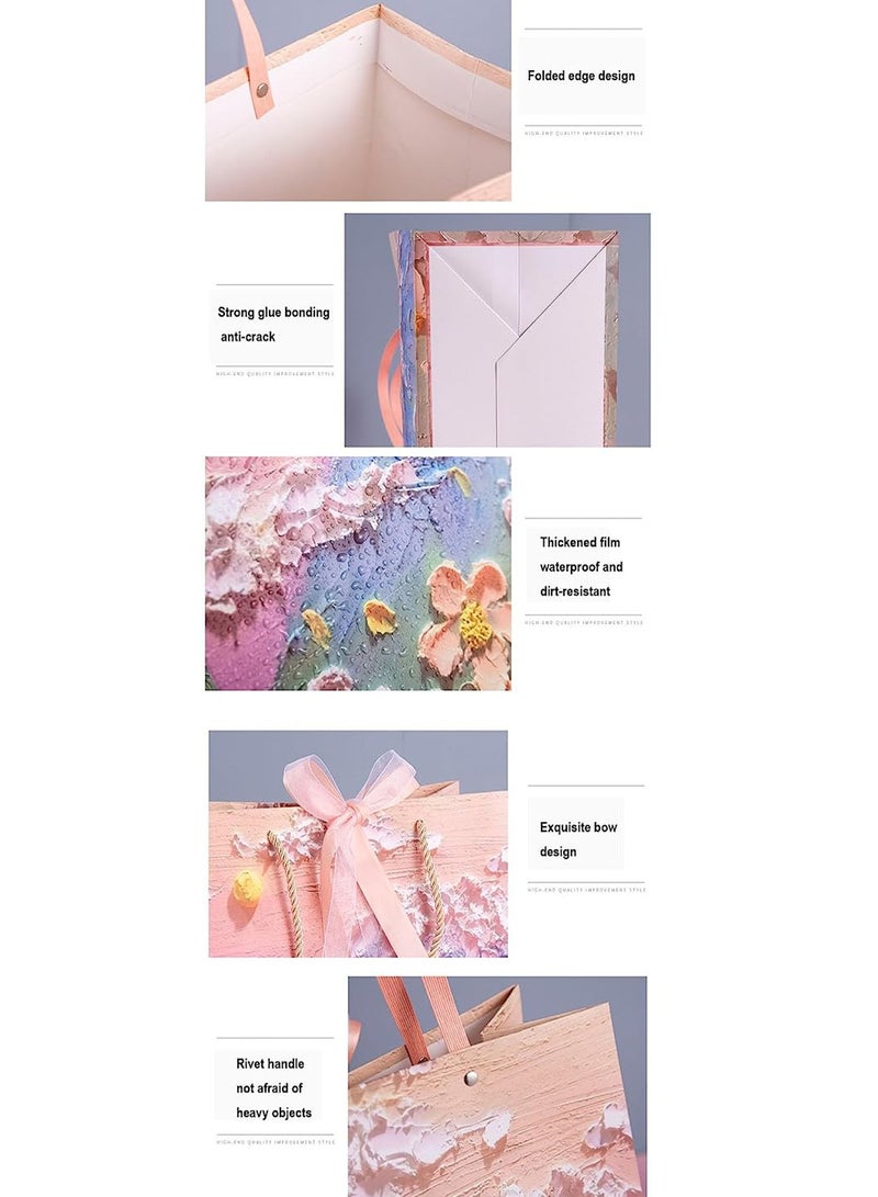 MONOGUE Gift Bag 5pcs with Handle for Presents Oil Painting A Bag Full of Smiles Wrapped with Love and Happiness - Image 4