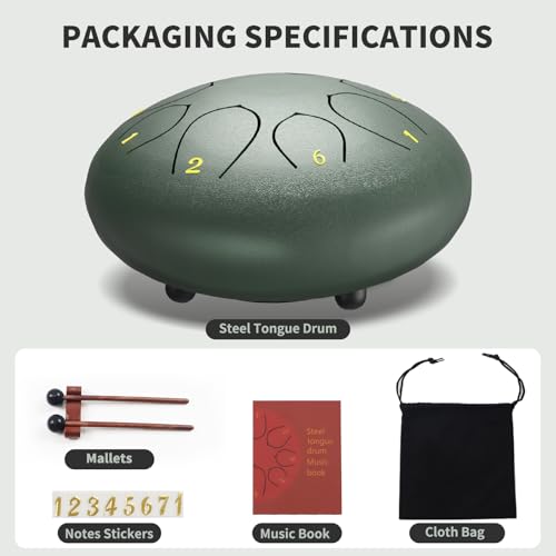MENGBEI Steel Tongue Drum – 6 Inch 8 Notes Rain Drum – Outdoor Percussion Instrument with Mallets, Music Book & Soft Carry Pouch – Easy to Play Beginner Handpan & Perfect Music Gift - Image 4