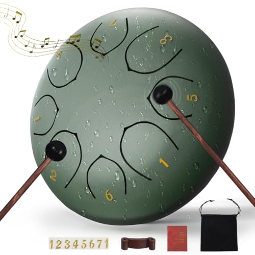 MENGBEI Steel Tongue Drum – 6 Inch 8 Notes Rain Drum – Outdoor Percussion Instrument with Mallets, Music Book & Soft Carry Pouch – Easy to Play Beginner Handpan & Perfect Music Gift - Image 1