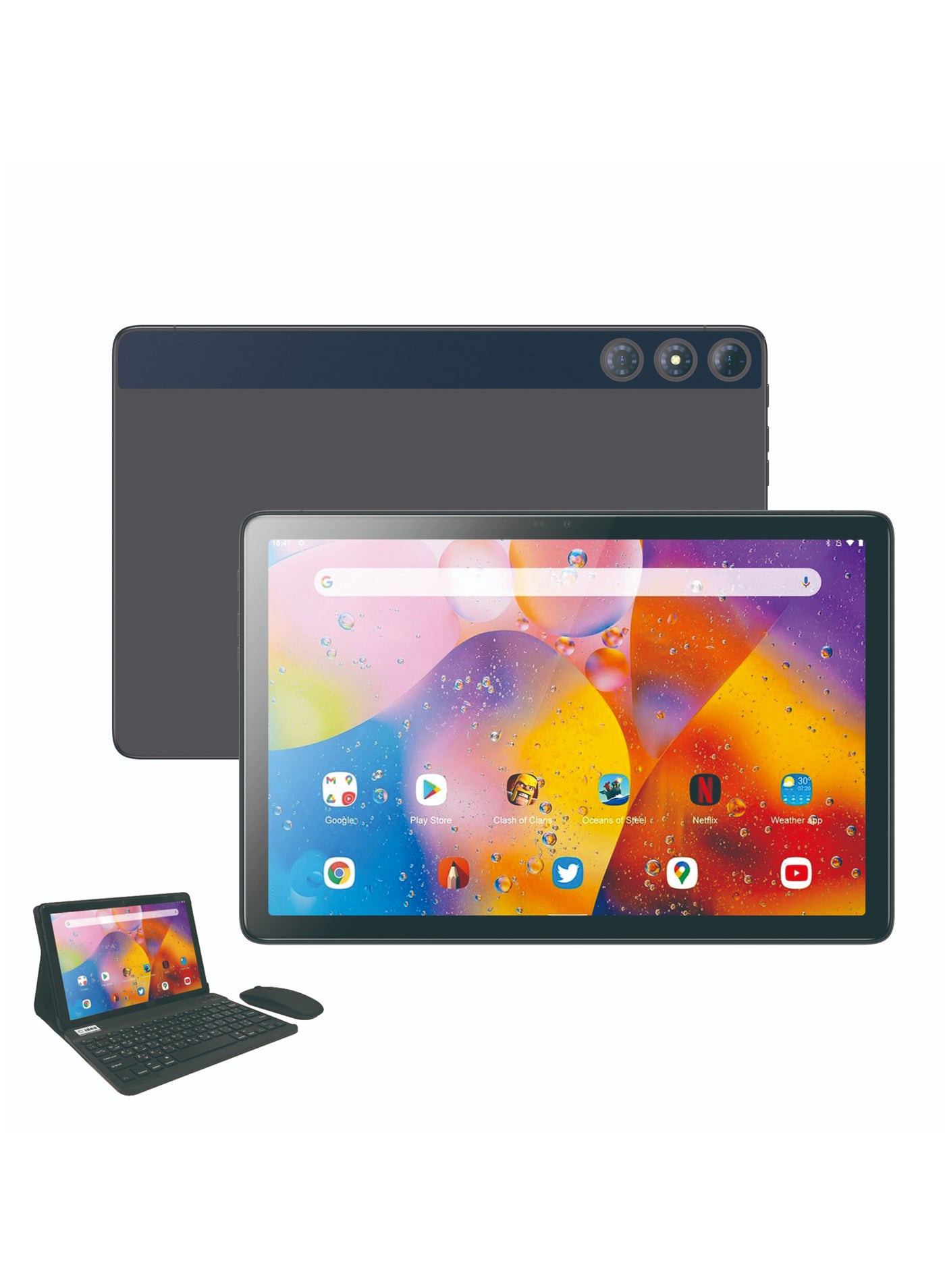 10-Inch Smart Android Tablet PC Dual SIM 5G LTE Network 8GB RAM and 512GB ROM WiFi Wireless Keyboard/Mouse/Protective Cover Zoom/TikTok Supported (Grey)