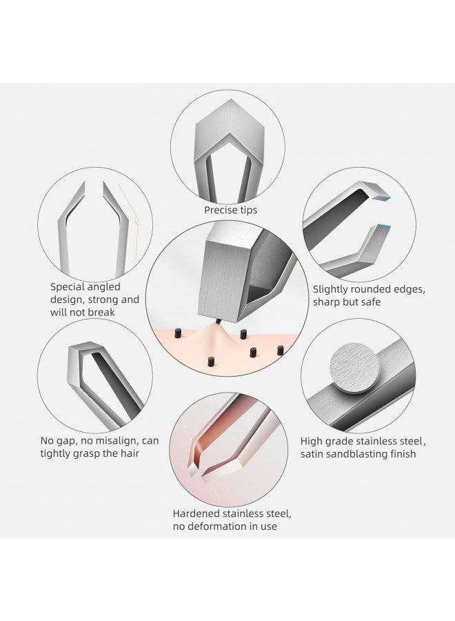 AUSOMTEK Beard Tweezers, White Hair Plucking Tweezers, Stainless Steel, Fine Hair Removal Tweezers, Eyebrows Shaping Tool, 5mm Tip, Clear Box 1Pack - Image 4