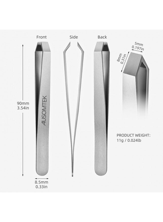 AUSOMTEK Beard Tweezers, White Hair Plucking Tweezers, Stainless Steel, Fine Hair Removal Tweezers, Eyebrows Shaping Tool, 5mm Tip, Clear Box 1Pack - Image 5