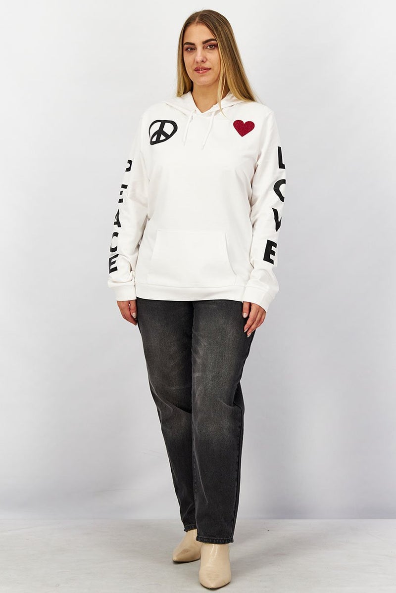 Love Moschino Women Hooded Neck Graphic Sweatshirt, White  - Image 2