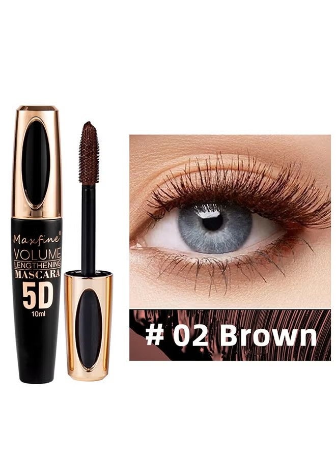 ماكس فاين ماسكارا منسقة للطول، ماسكارا من ألياف الحرير 5D مع فرشاة ملقطة للرموش، ماسكارا سائلة ملونة لتمديد الرموش، مقاومة للماء والعرق، لا تلطخ، طويلة متعددة الألوان (القاعدة #02 بنية) - Image 3