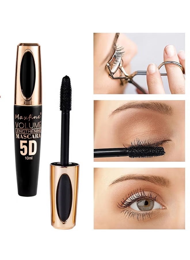 ماكس فاين ماسكارا منسقة للطول، ماسكارا من ألياف الحرير 5D مع فرشاة ملقطة للرموش، ماسكارا سائلة ملونة لتمديد الرموش، مقاومة للماء والعرق، لا تلطخ، طويلة متعددة الألوان (القاعدة #02 بنية) - Image 5