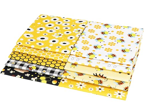 Craftido -25 Options- 100% Cotton Quilting Fabric Bundles 10pcs Fat Quarters 18”x21”-Medium Weight 5.2 oz- Soft Cotton for Quilting, Sewing Project, Patchwork, DIY Crafts – Honey Bees - Image 3