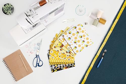 Craftido -25 Options- 100% Cotton Quilting Fabric Bundles 10pcs Fat Quarters 18”x21”-Medium Weight 5.2 oz- Soft Cotton for Quilting, Sewing Project, Patchwork, DIY Crafts – Honey Bees - Image 5