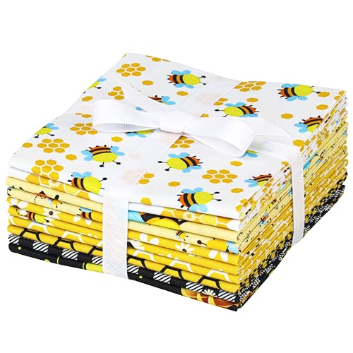 Craftido -25 Options- 100% Cotton Quilting Fabric Bundles 10pcs Fat Quarters 18”x21”-Medium Weight 5.2 oz- Soft Cotton for Quilting, Sewing Project, Patchwork, DIY Crafts – Honey Bees - Image 4