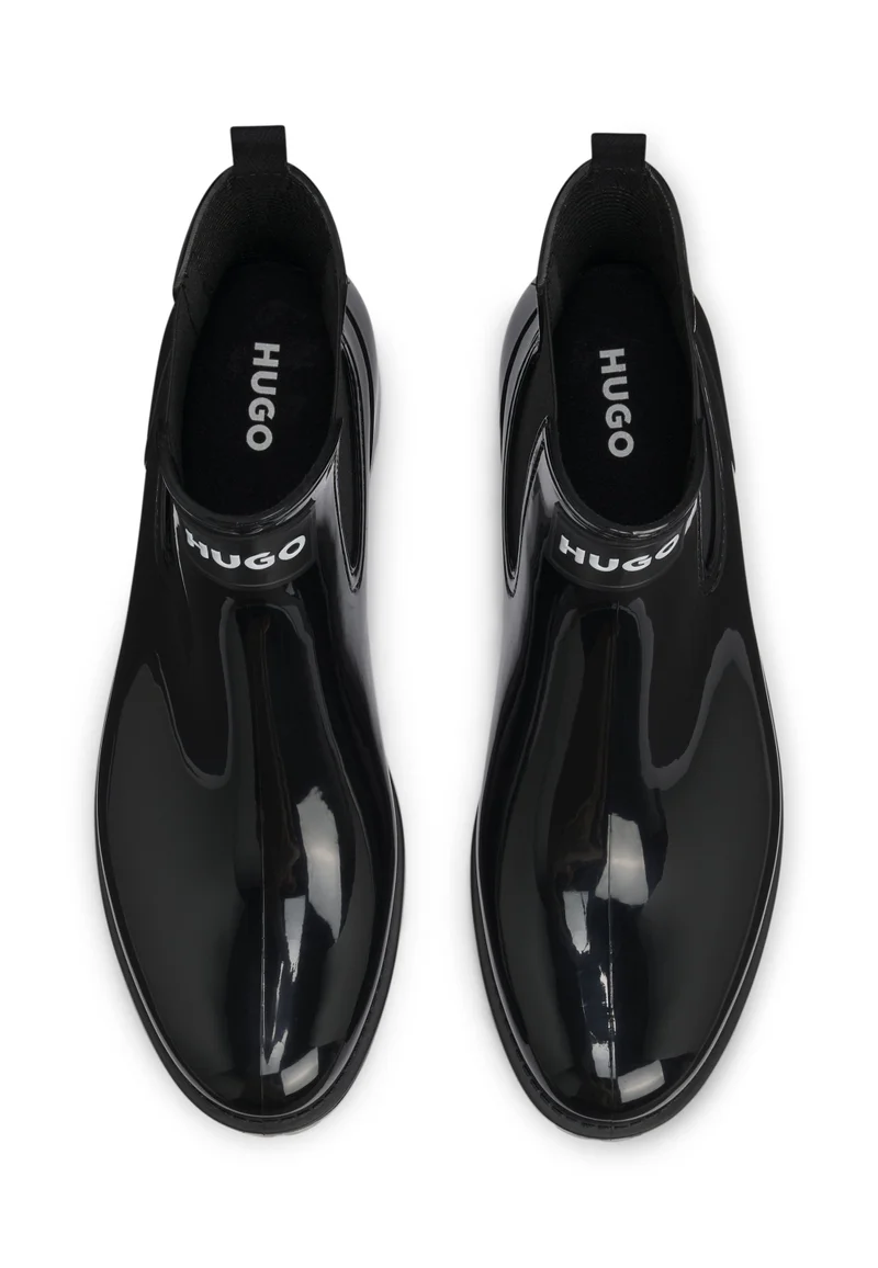 HUGO black Glossy Chelsea rain boots with logo patch for Women | Best Price UAE
