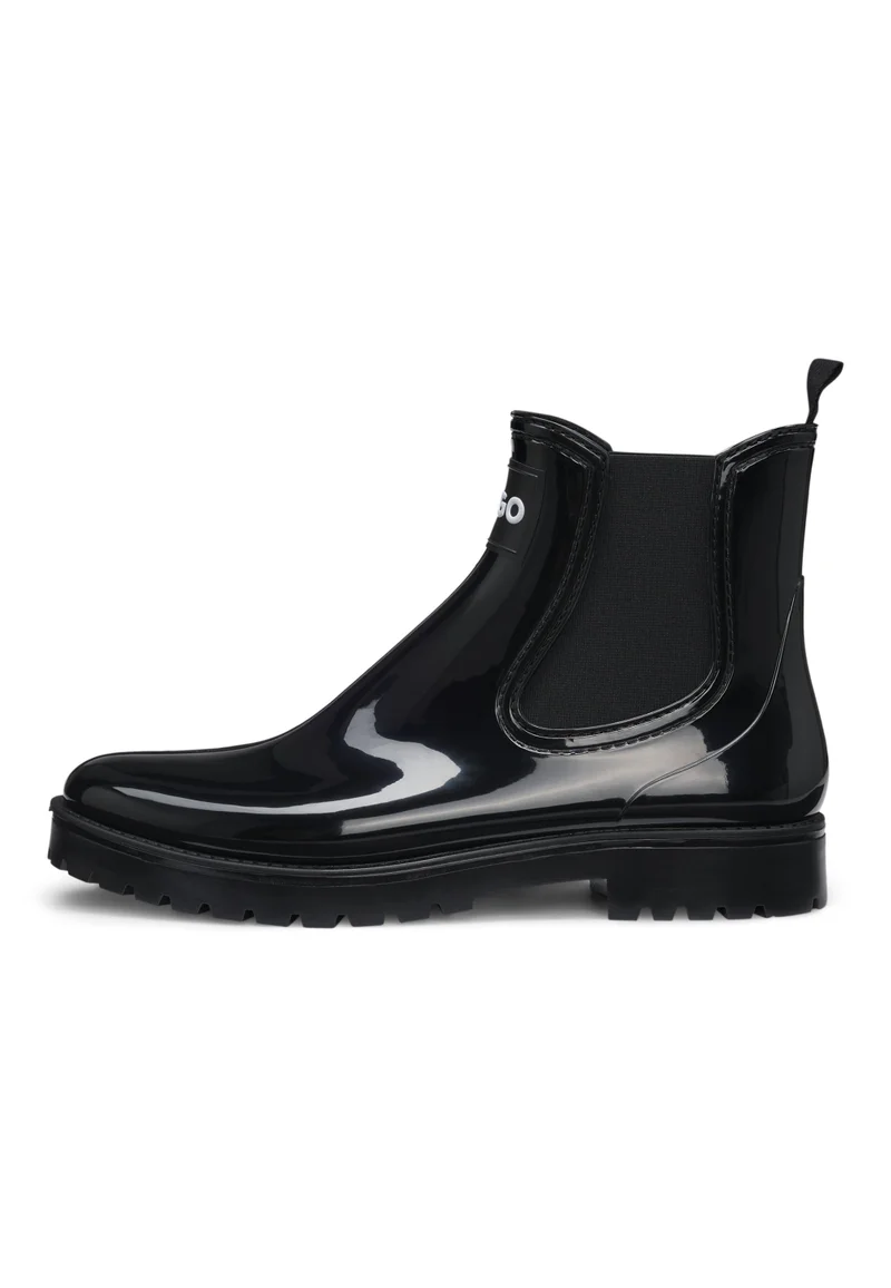 HUGO black Glossy Chelsea rain boots with logo patch for Women | Best Price UAE