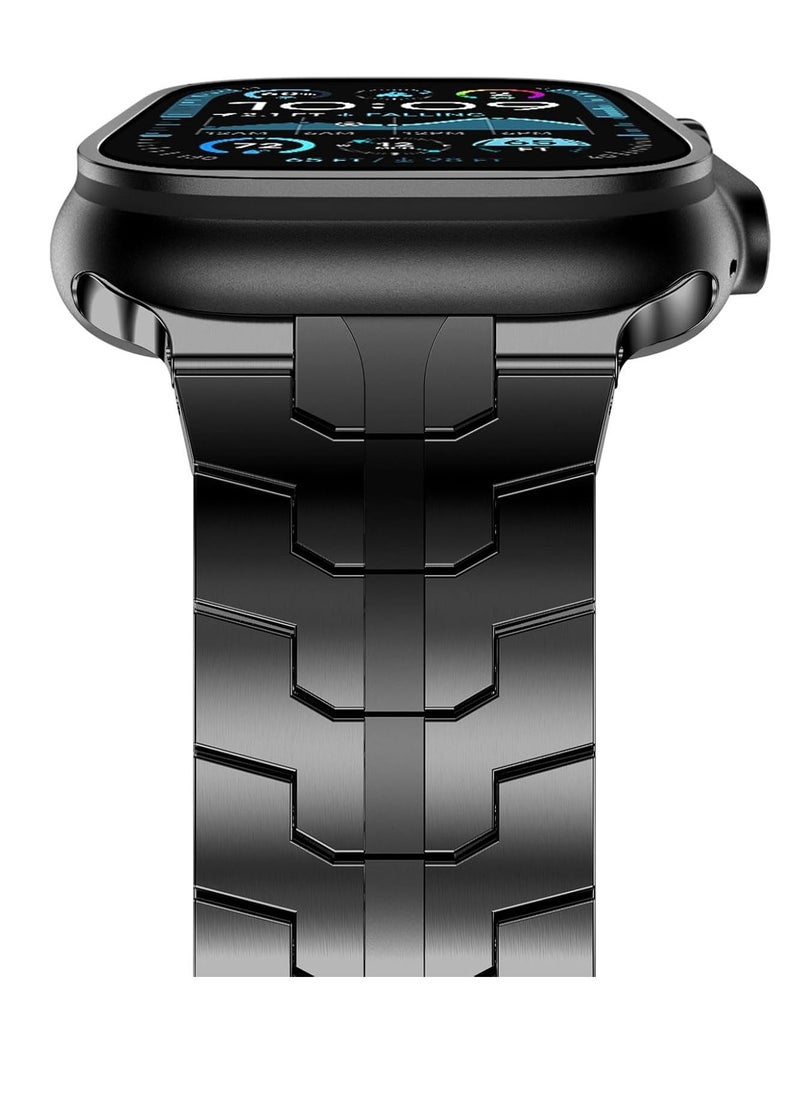 ELTRAZONE Stainless Steel Strap for iWatch 49mm 46mm 45mm 44mm 42mm – Black Replacement Band for Apple Watch Ultra 3 | Ultra 2 | Ultra | Series 10 9 8 7 SE 6 5 4 3 2 1 – Durable, Sleek, and Adjustable  - Image 2