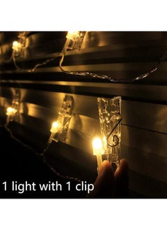 إيروريكس أضواء سلسلة صور مشابك LED تعمل بالبطارية أضواء سلسلة نحاسية مرصعة بالنجوم مع مشابك باللون الأبيض الدافئ للصور في غرفة النوم والجدار والفناء وحفلات الهالوين وعيد الشكر وديكور الزفاف  - Image 5