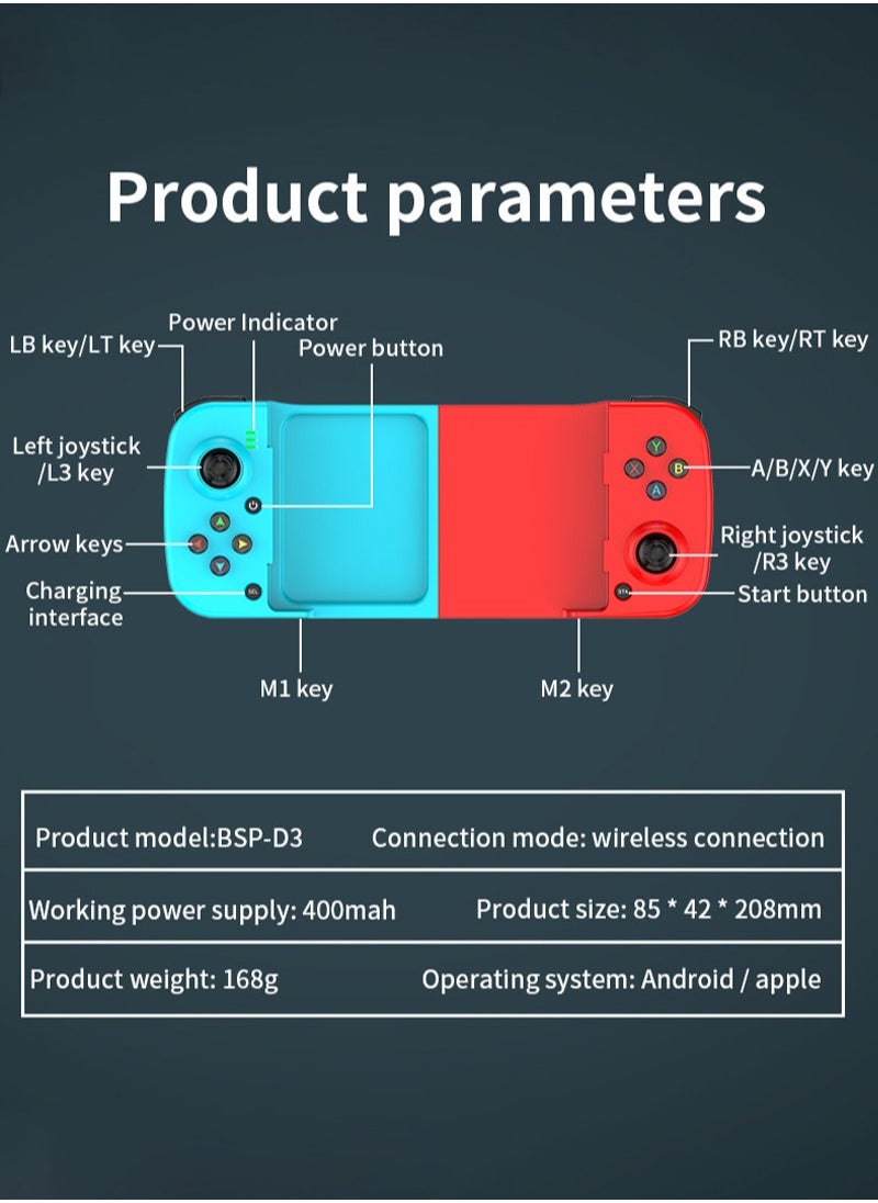 D3 Mobile Game Controller Gamepad for iPhone iOS Android PC PS4 Switch