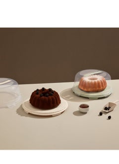 dunya Plastic Cake Plate with Cover White 30 CM  - Image 2