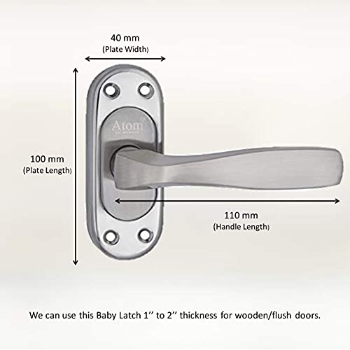 Atom Stainless Steel Bathroom Door Lock, Mortise Door Handle with Baby Latch Lock, Silver Satin Finish, Keyless, Bathroom Lockset for Door, Balcony Toilet Washroom, Panda-Bl Satin Finish - Image 3