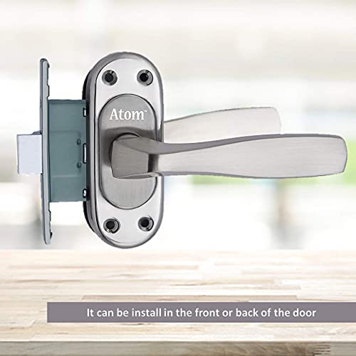 Atom Stainless Steel Bathroom Door Lock, Mortise Door Handle with Baby Latch Lock, Silver Satin Finish, Keyless, Bathroom Lockset for Door, Balcony Toilet Washroom, Panda-Bl Satin Finish - Image 5