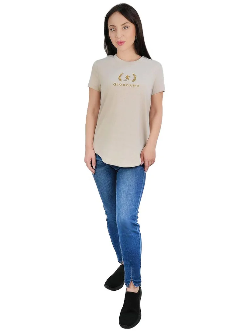 جيوردانو Women’s Regular Fit Cotton Crew Neck Printed Tee