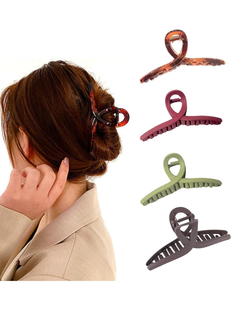 4 Pcs Large Claw Clips Set - Trendy French Hair Clips for Women | Stylish & Strong Hair Accessories for Thick Hair - Image 1