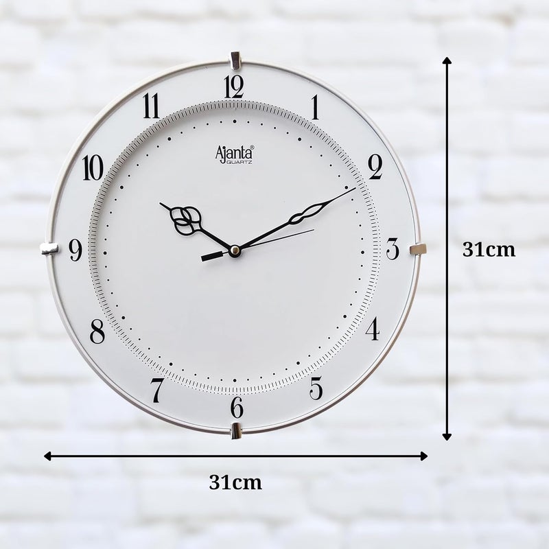 Ajanta Plastic Step Movement Round Wall Clock (White, 25.7 x 25.7 x 3.6 cm) - Image 2
