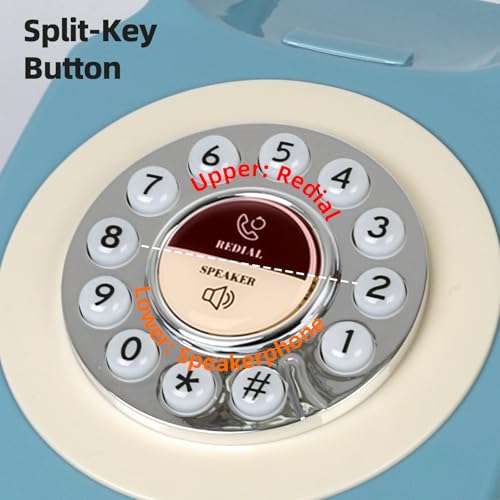 Aokpsrt Retro Blue Bluetooth Landline Phone, Mid-Century Style Desk Telephone with Classic Handset, Loud Vintage Ringtones, Bluetooth Connects to Smartphone, Cute Retro Decor Phone for Bedroom, Home & Office - Image 4