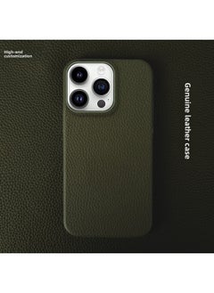 For Iphone 15 Mobile Phone Case 12 Genuine Leather 14 Half Pack 13 Protective Case For Xiaomi Samsung For Huawei Mobile Phone Protective Case 16-Color:Army Green-Applicable Model:For Iphone 11 Pro