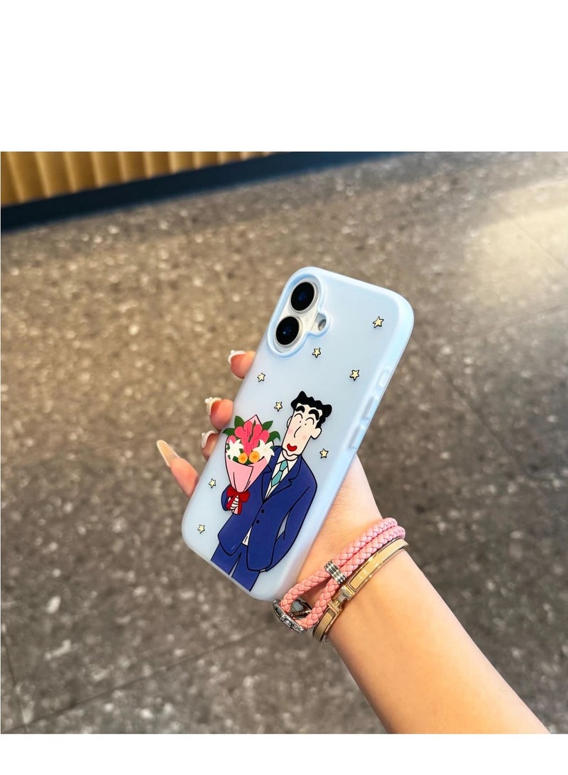 NIBEMINENT Couple Hiroshi And Mika Protective TPU Case Cover For iPhone 16E, Blue