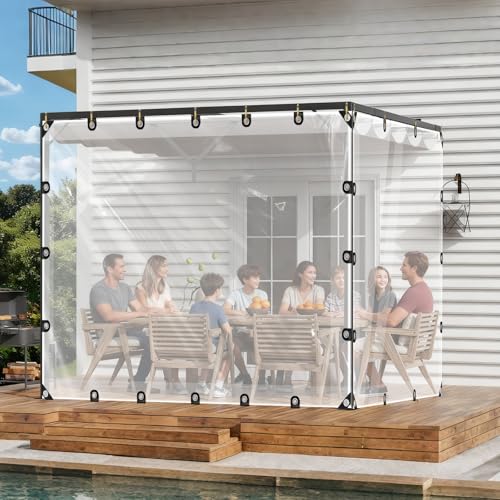 LC&QS 6x8ft Thicken Waterproof Clear Tarp - Anti-Tear Windproof Garden Transparent Poly Tarpaulin, Snowproof PE Tarp with Grommets for Winter Greenhouse Patio Enclosure Chicken Coop. - Image 3