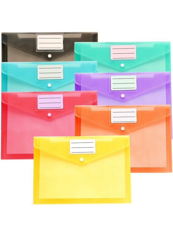 يانج إيفر 21 حزمة من المظاريف البلاستيكية، مظاريف بولي، مجلدات المستندات الواضحة، مظاريف ملف بحجم A4 مع ملصق جيب وزر انطباق للمدرسة، المنزل، العمل، المكتب، 7 ألوان متنوعة - Image 1