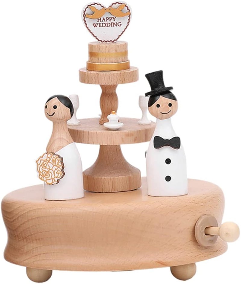 klarako 1pc box Home Valentines Creative Music Lover Ornaments Delicate Girlfriends Birthday Funny for Handicraft Wooden Rotating Ornament Day Cartoon Lovers Desktop Present - Image 1