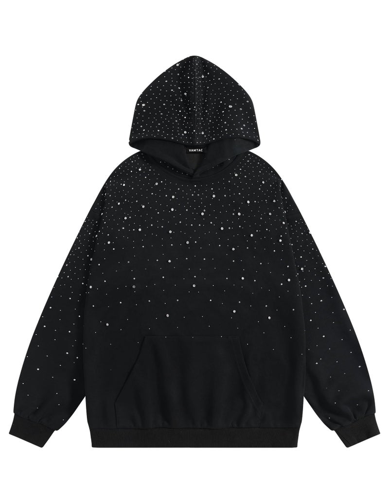 Vamtac Rhinestone Hoodies Men Oversized Hooded Sweatshirts Fashion Casual Hoodie Pullover Y2k Streetwear Tops Black - Image 1