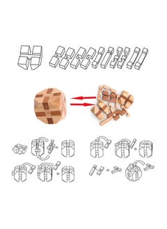 VolksRose 12Pcs Wooden Brain Teaser Puzzles, Iq Challenge Puzzle Games, Logic Smart Mind Puzzle Box Lock Toy Removing Assembling 3D Small Puzzle Gift Set For Adults Teenagers Kids, 1.8Inch 4.5Cm  - Image 2