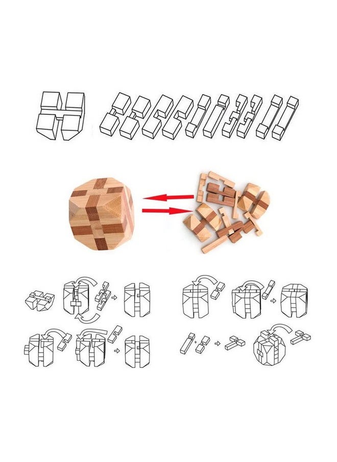 VolksRose - 12Pcs Wooden Brain Teaser Puzzles, Iq Challenge Puzzle Games, Logic Smart Mind Puzzle Box Lock Toy Removing Assembling 3D Small Puzzle Gift Set For Adults Teenagers Kids, 1.8Inch 4.5Cm - Image 1