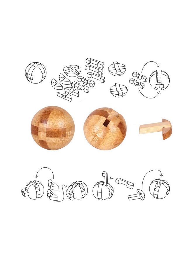 VolksRose - 12Pcs Wooden Brain Teaser Puzzles, Iq Challenge Puzzle Games, Logic Smart Mind Puzzle Box Lock Toy Removing Assembling 3D Small Puzzle Gift Set For Adults Teenagers Kids, 1.8Inch 4.5Cm - Image 1