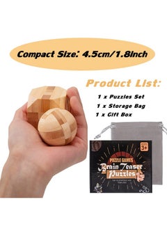VolksRose 12Pcs Wooden Brain Teaser Puzzles, Iq Challenge Puzzle Games, Logic Smart Mind Puzzle Box Lock Toy Removing Assembling 3D Small Puzzle Gift Set For Adults Teenagers Kids, 1.8Inch 4.5Cm  - Image 5