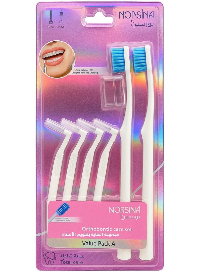 نورسينا مجموعة العناية المتكاملة بتقويم الأسنان (Value Pack A) - تنظيف عميق للأسلاك والأقواس - Image 1