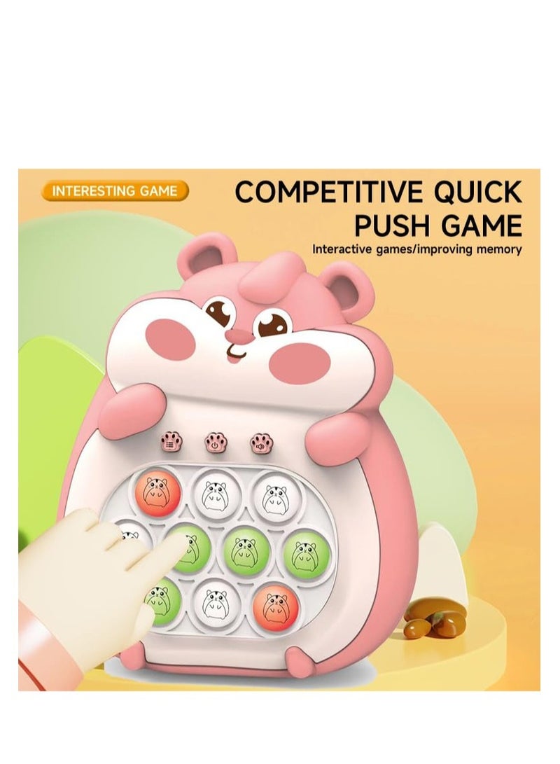 Excefore Puzzle Pop Light Up Game, Fidget Travel Games, Quick Push Game Toys, Handheld Puzzle Game Sensory Toys, Gift for Kids 3-12 for Boys and Girls (Pink Hamster) - Image 2