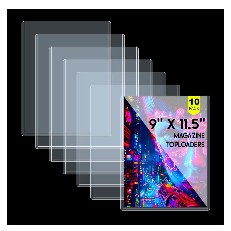 Coolbyl 10ct Magazine Toploaders, Ultra Durable 9X11.5 Protectors for Magazine, Measuring 7mm in Thickness, Crystal Clear PVC, Dustproof, Archival-Safe for Magazine Display - Image 1