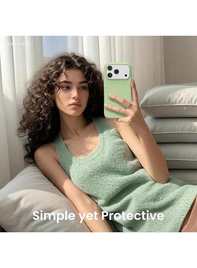 جراب متوافق مع iPhone 17 Pro Max مقاس 6.9 بوصة، غطاء واقٍ رفيع من السيليكون السائل الناعم والمطاط المقاوم للصدمات مع بطانة من الألياف الدقيقة المضادة للخدش (ماتشا) - Image 2