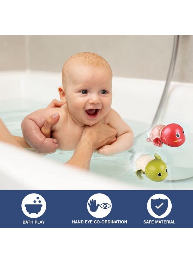 Wembley Swimming Turtle Bath Toys for Toddlers Kids Cute Floating Wind Up Water Toys for Babies 1 2 3 4 5 Years Boy Girl New Born Baby Bathtub Pool Toys Gift for Baby, Pack - 2 - Image 5
