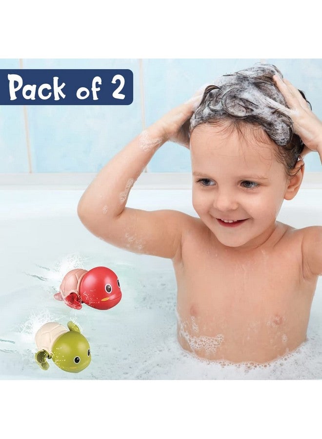 Wembley Swimming Turtle Bath Toys for Toddlers Kids Cute Floating Wind Up Water Toys for Babies 1 2 3 4 5 Years Boy Girl New Born Baby Bathtub Pool Toys Gift for Baby, Pack - 2 - Image 2