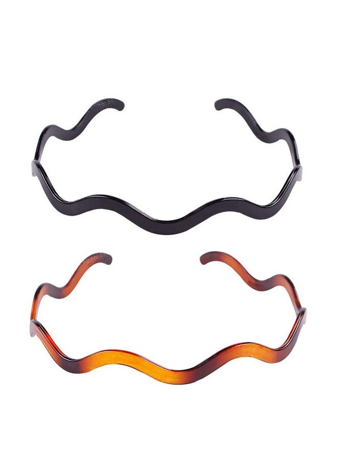 Fodattm 2PCS Women Hard Plastic Headband Hair Hoop Black and Brown High-grade Headwear Hairband - Image 5