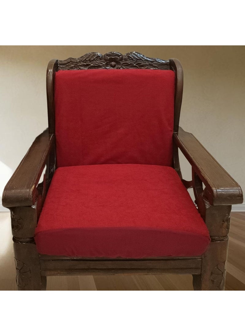 CASADIASI CASADIASI Terry Soft Sofa seat Cover Elastic Stretchable Sofa seat Protector for Wooden Sofa seat Cushion Stretchable Cloth Cover Single Seater Maroon Size 21 X 21 Inches Pack of 2  - Image 1
