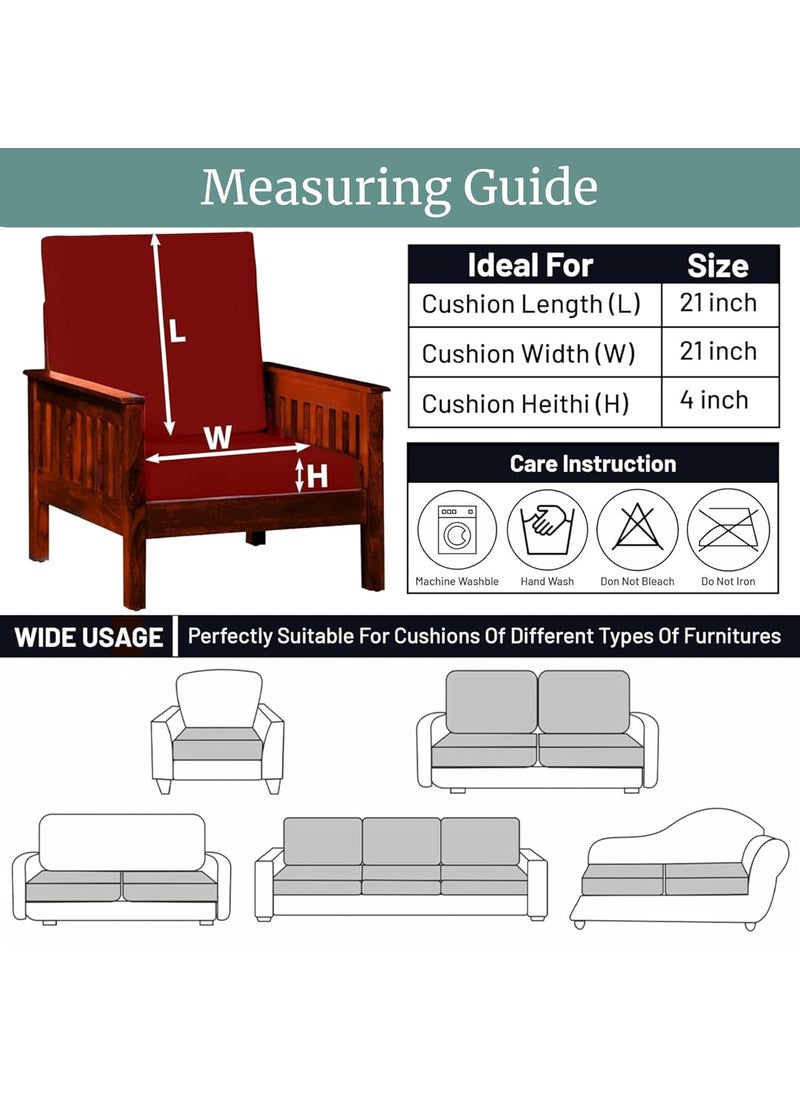 CASADIASI CASADIASI Terry Soft Sofa seat Cover Elastic Stretchable Sofa seat Protector for Wooden Sofa seat Cushion Stretchable Cloth Cover Single Seater Maroon Size 21 X 21 Inches Pack of 2  - Image 3