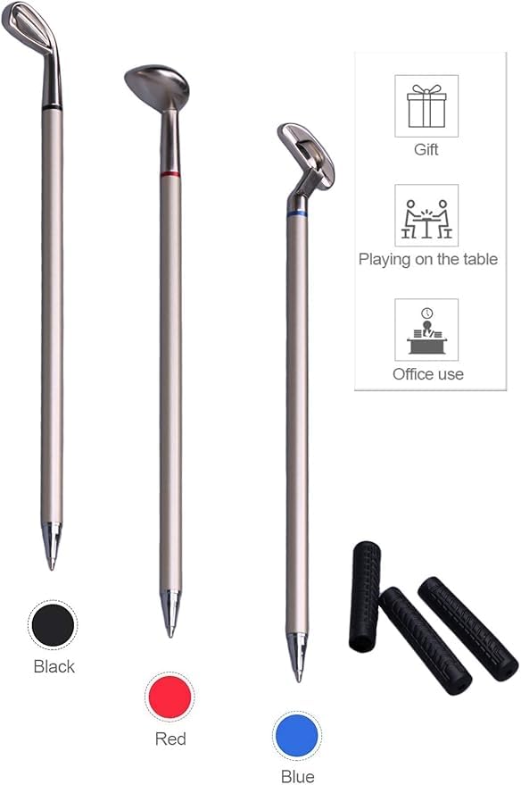 Golfoy Basics Mini Desktop Golf Club Pen Gift Set, 3 Golf Clubs Pens with Balls and Flag, Golf Gift Accessory - Image 5